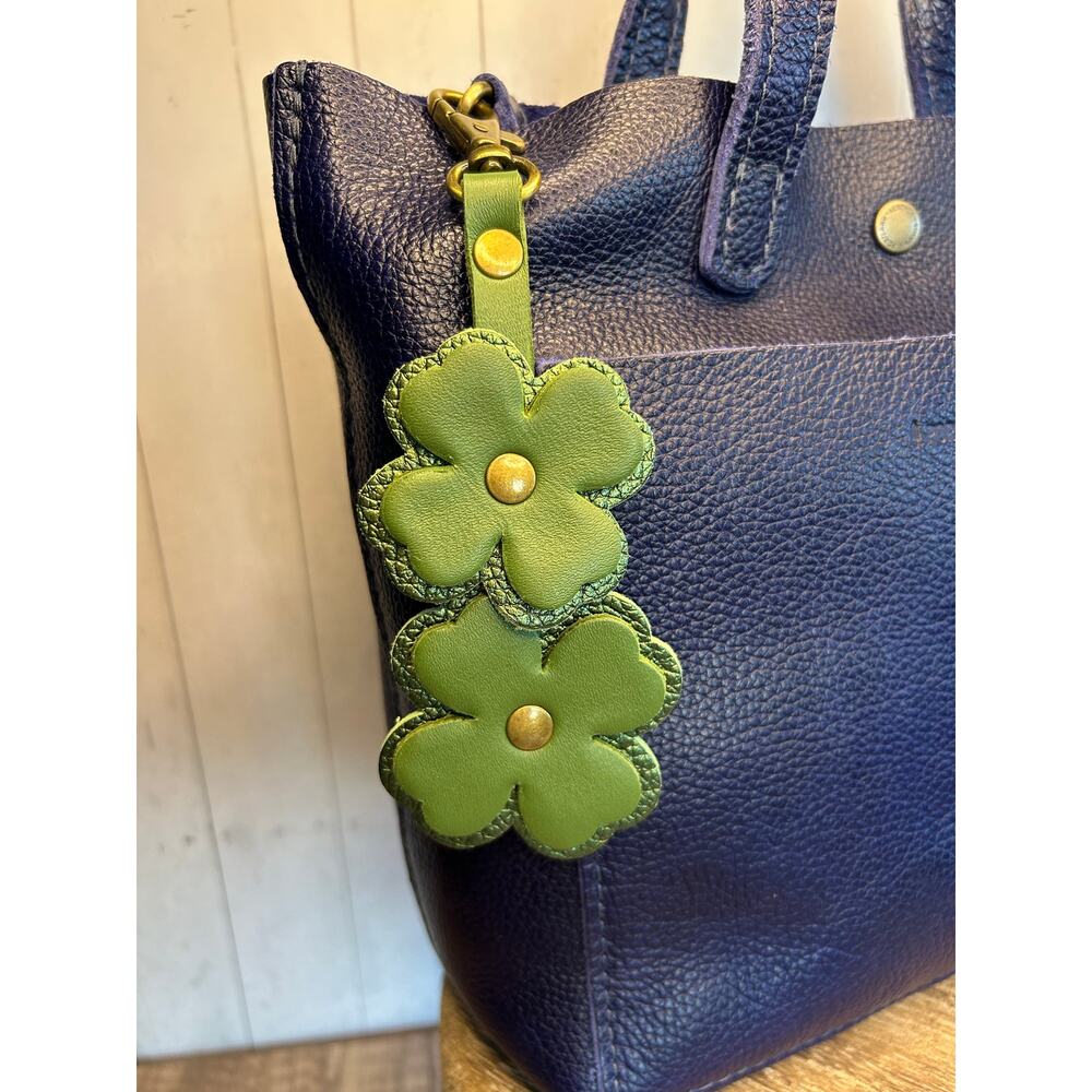 Portland Leather Four Leaf Clover Charm Lucky 4 Leaf Clover Green Bag Charm NEW!